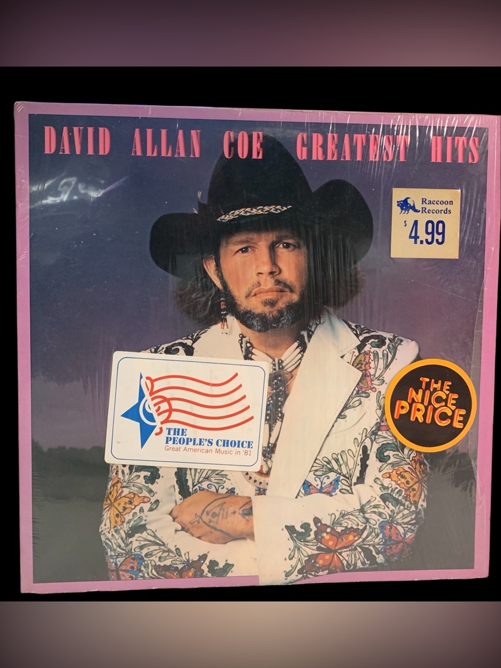 1978 David Allan Coe, 
Greatest Hits, Original Shrink Wrap Hype Sticker Rare